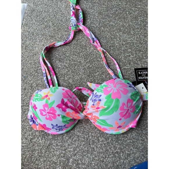 NWT California Waves Bikini Sz M Medium Strappy Underwire Medium Pushup Halter - Picture 1 of 5